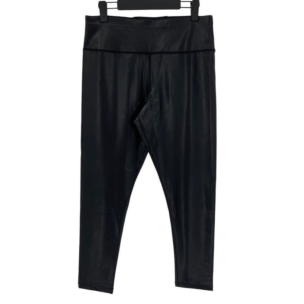 New York & Company Faux Leather Skinny Pants High Rise Stretch Women Large Black